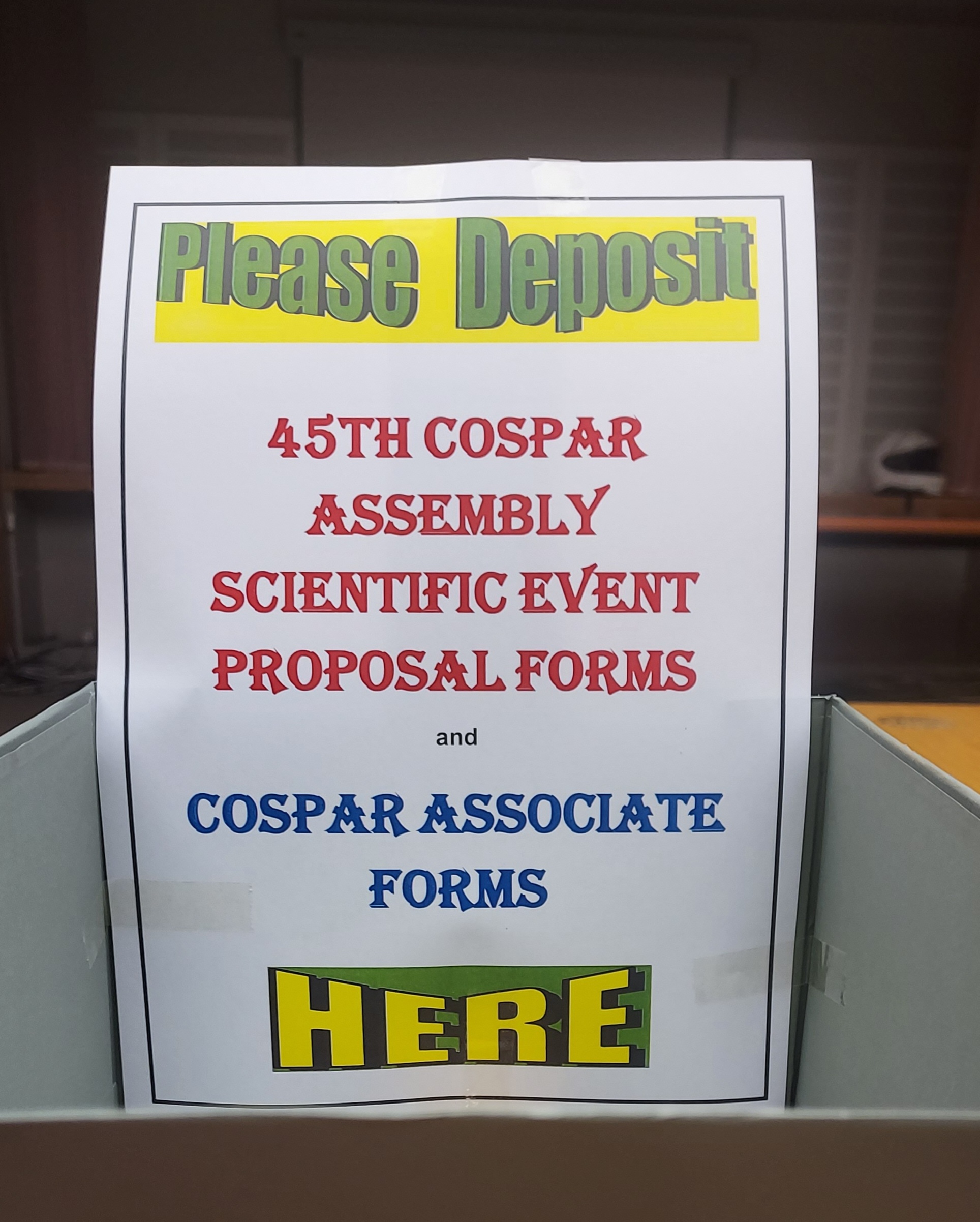 Scientific Event Proposal & Associate form collection box